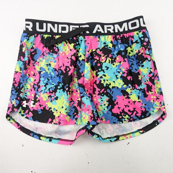 Under Armour Girls Multicolor Splotch Athletic Shorts - YLG - Picture 1 of 3